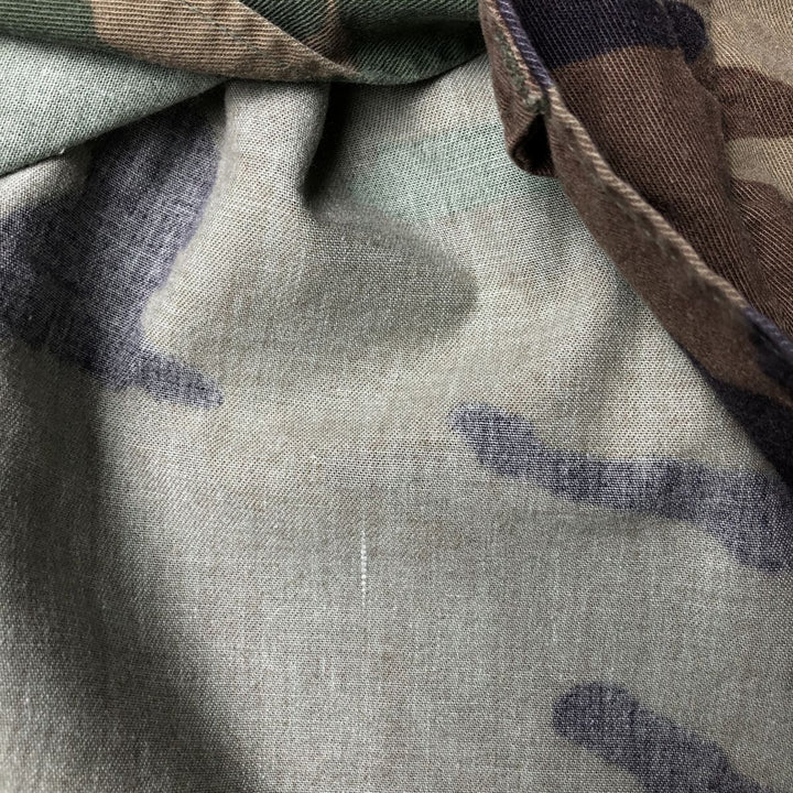 90'S US Military Genuine Camouflage Pattern Woodland Camo BDU Military Jacket Made in USA MEDIUM-SHORT Men's M Size Vintage Nylon Khaki type Vintage Second Hand