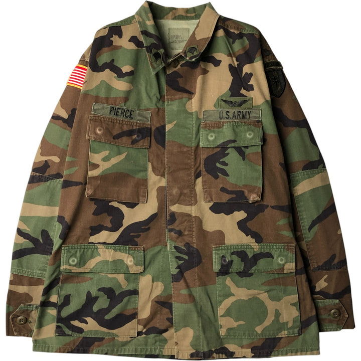 US Military Camouflage Woodland Camo Stars and Stripes BDU Military Jacket, Medium Regular, Men's Size M cotton Khaki type Vintage Second Hand