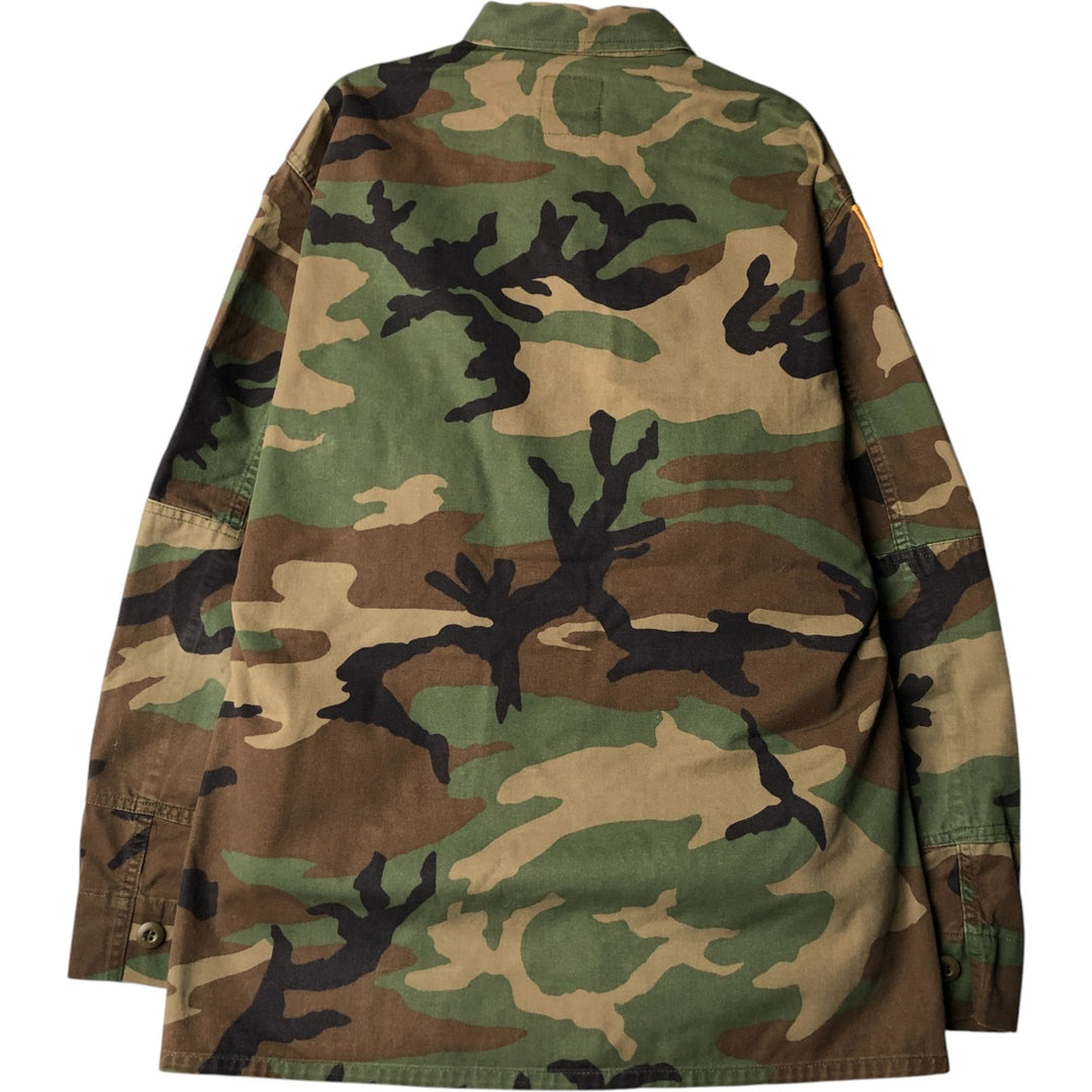 US Military Camouflage Woodland Camo Stars and Stripes BDU Military Jacket, Medium Regular, Men's Size M cotton Khaki type Vintage Second Hand