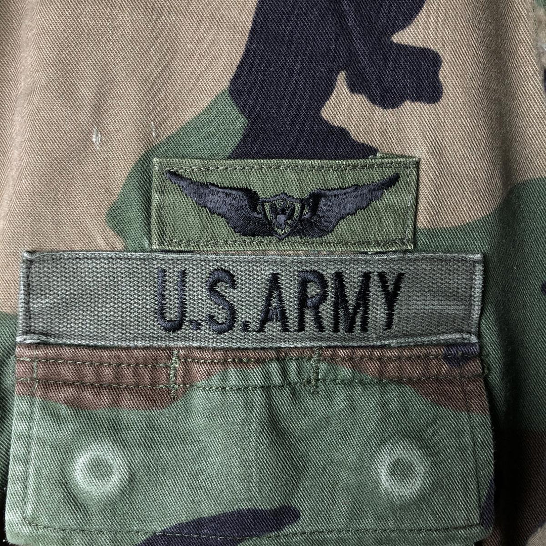 US Military Camouflage Woodland Camo Stars and Stripes BDU Military Jacket, Medium Regular, Men's Size M cotton Khaki type Vintage Second Hand