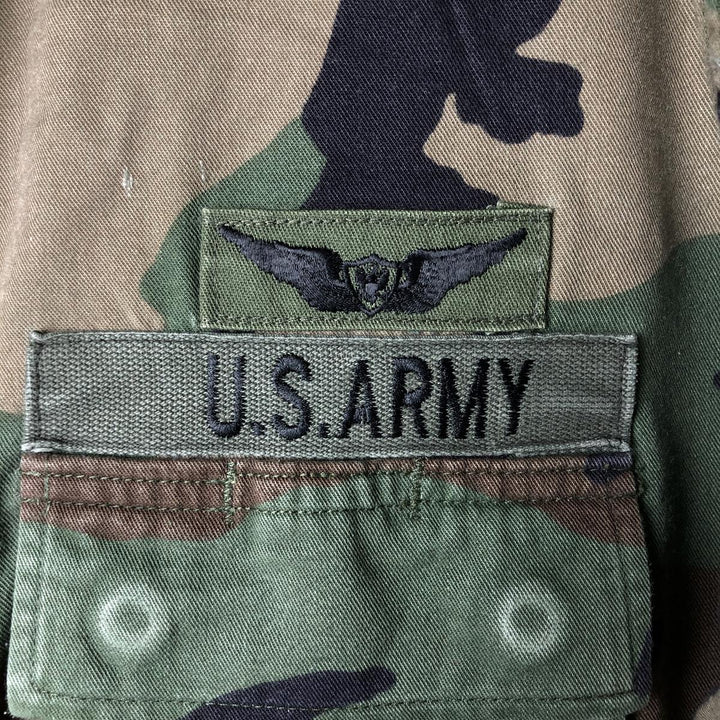 US Military Camouflage Woodland Camo Stars and Stripes BDU Military Jacket, Medium Regular, Men's Size M cotton Khaki type Vintage Second Hand