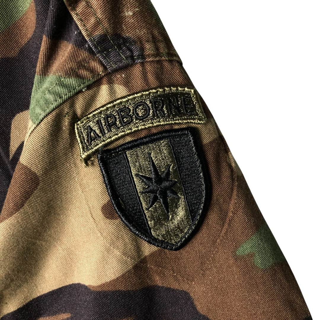 US Military Camouflage Woodland Camo Stars and Stripes BDU Military Jacket, Medium Regular, Men's Size M cotton Khaki type Vintage Second Hand
