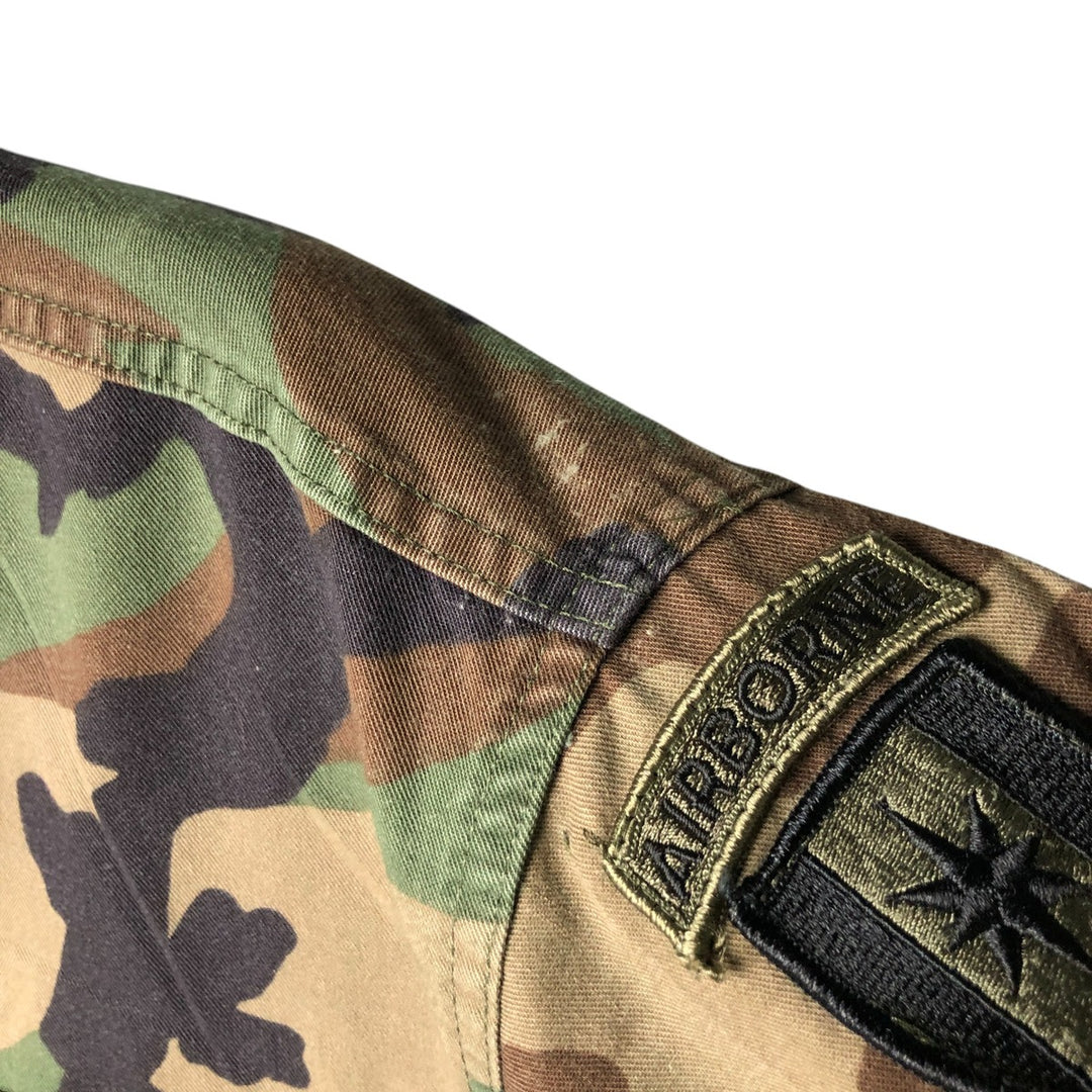 US Military Camouflage Woodland Camo Stars and Stripes BDU Military Jacket, Medium Regular, Men's Size M cotton Khaki type Vintage Second Hand
