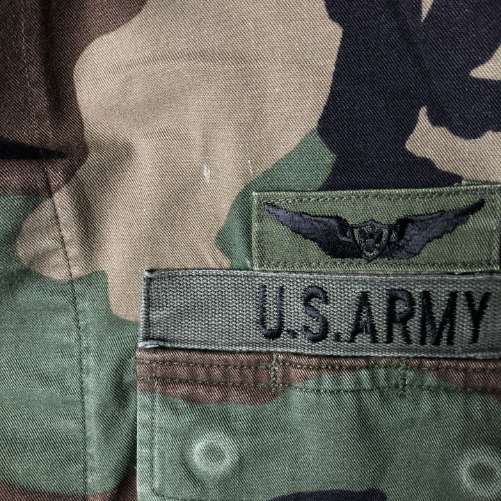 US Military Camouflage Woodland Camo Stars and Stripes BDU Military Jacket, Medium Regular, Men's Size M cotton Khaki type Vintage Second Hand
