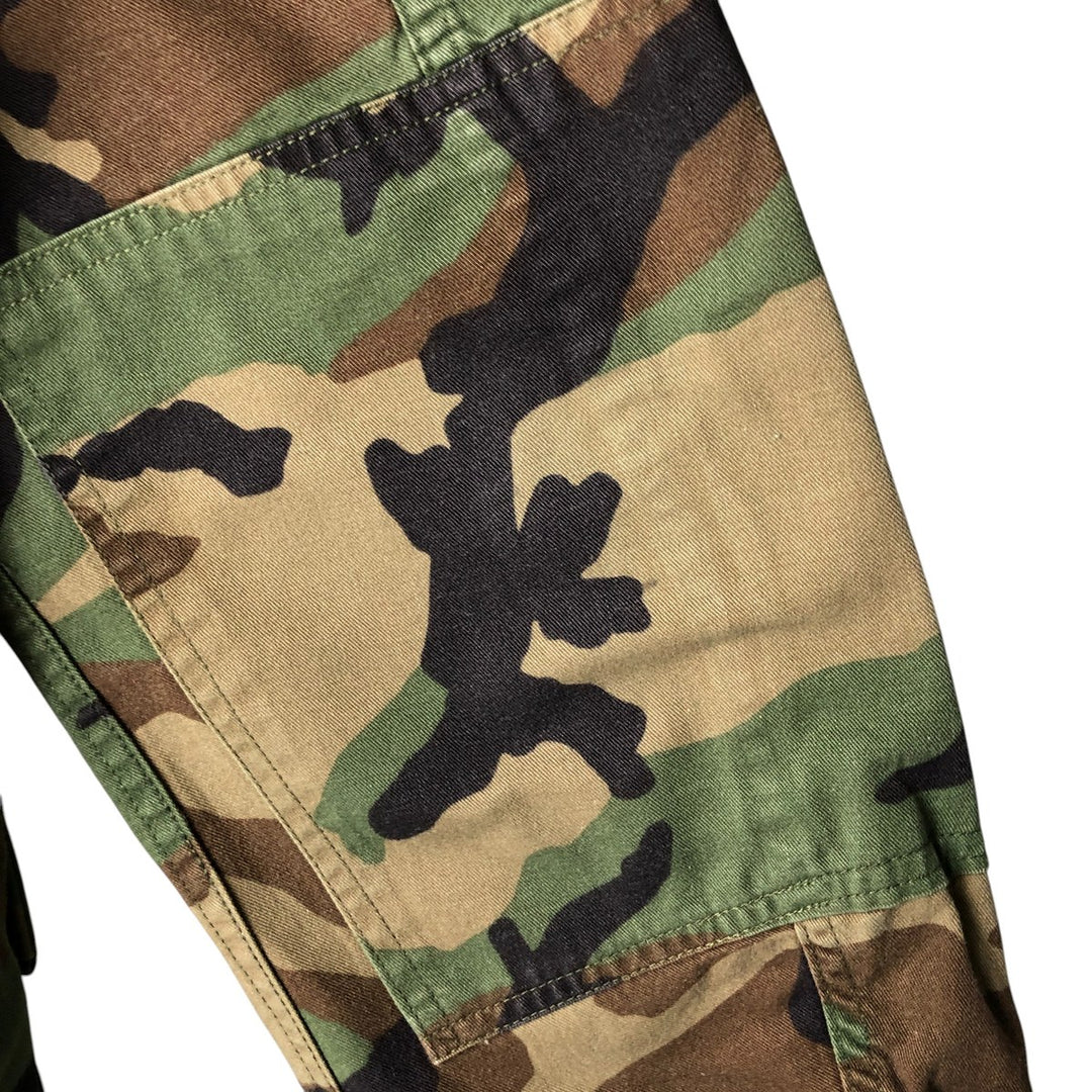 US Military Camouflage Woodland Camo Stars and Stripes BDU Military Jacket, Medium Regular, Men's Size M cotton Khaki type Vintage Second Hand