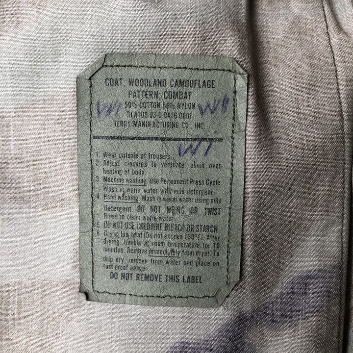 1990'S US Military Camouflage Woodland Camo Stars and Stripes BDU Military Jacket, Made in USA, Medium-Short, Men's Size M cotton Khaki type Vintage Second Hand