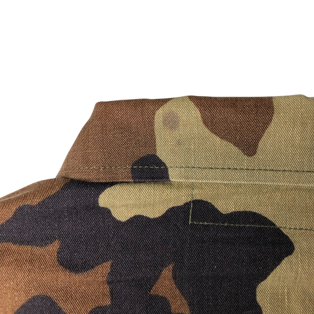 1990'S US Military Camouflage Woodland Camo Stars and Stripes BDU Military Jacket, Made in USA, Medium-Short, Men's Size M cotton Khaki type Vintage Second Hand