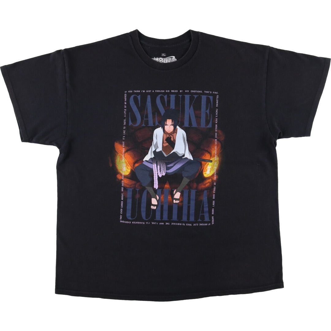 NARUTO SHIPPUDEN Naruto Shippuden Uchiha Sasuke Anime Character Print T-Shirt Men's XL cotton black type Vintage Second Hand