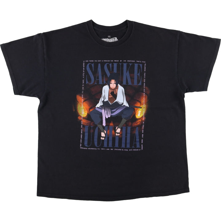 NARUTO SHIPPUDEN Naruto Shippuden Uchiha Sasuke Anime Character Print T-Shirt Men's XL cotton black type Vintage Second Hand