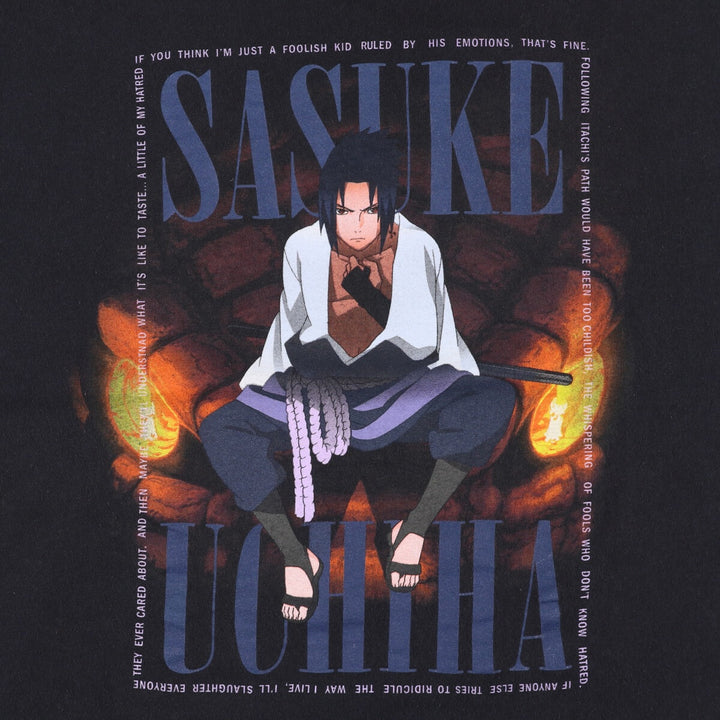 NARUTO SHIPPUDEN Naruto Shippuden Uchiha Sasuke Anime Character Print T-Shirt Men's XL cotton black type Vintage Second Hand