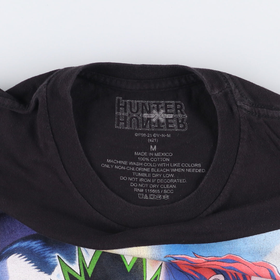 HUNTERxHUNTER Anime Character Print T-Shirt, Men's Size M cotton black type Vintage Second Hand