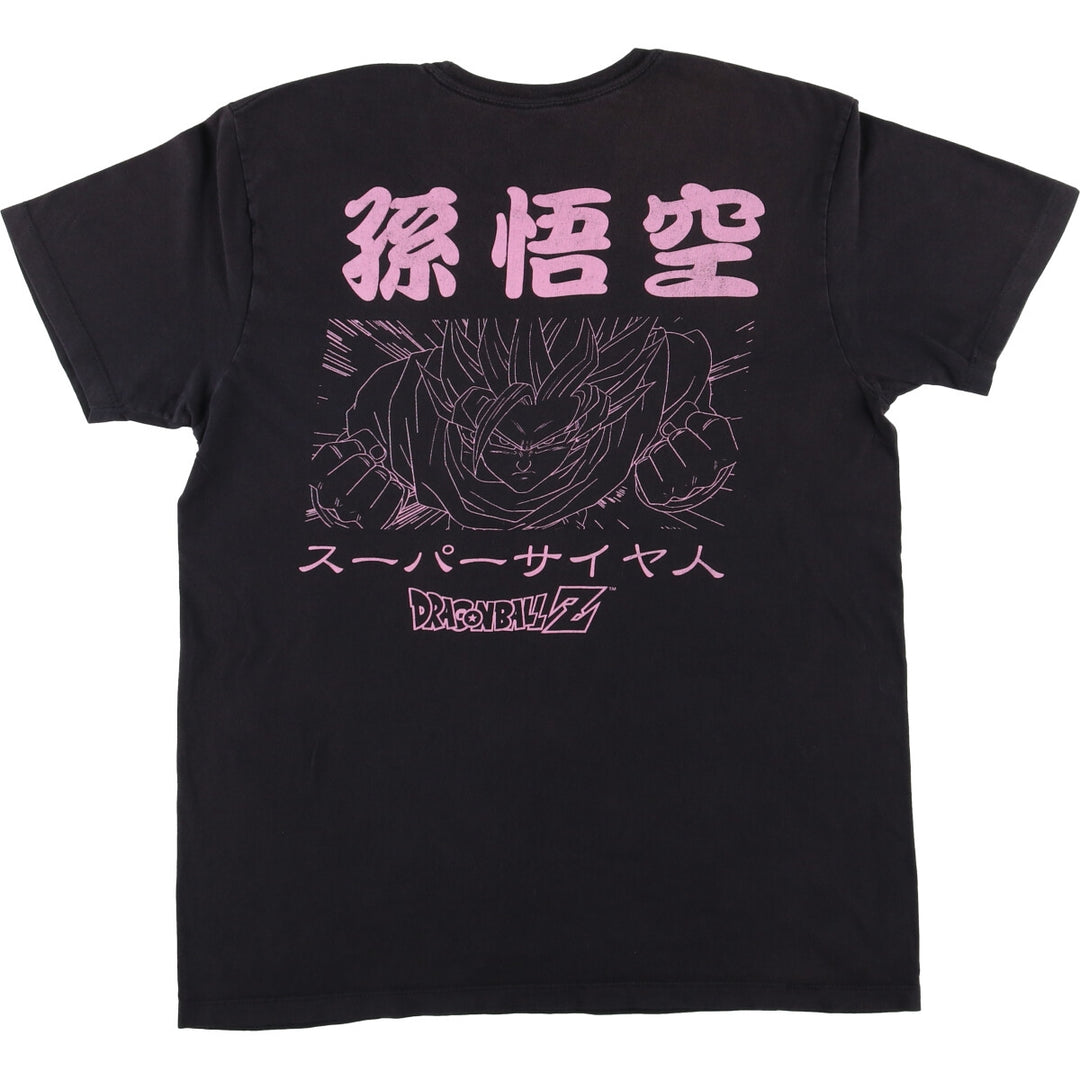 Dragon Ball Z Son Goku Anime Character Print T-Shirt, Men's Size L cotton black type Vintage Second Hand