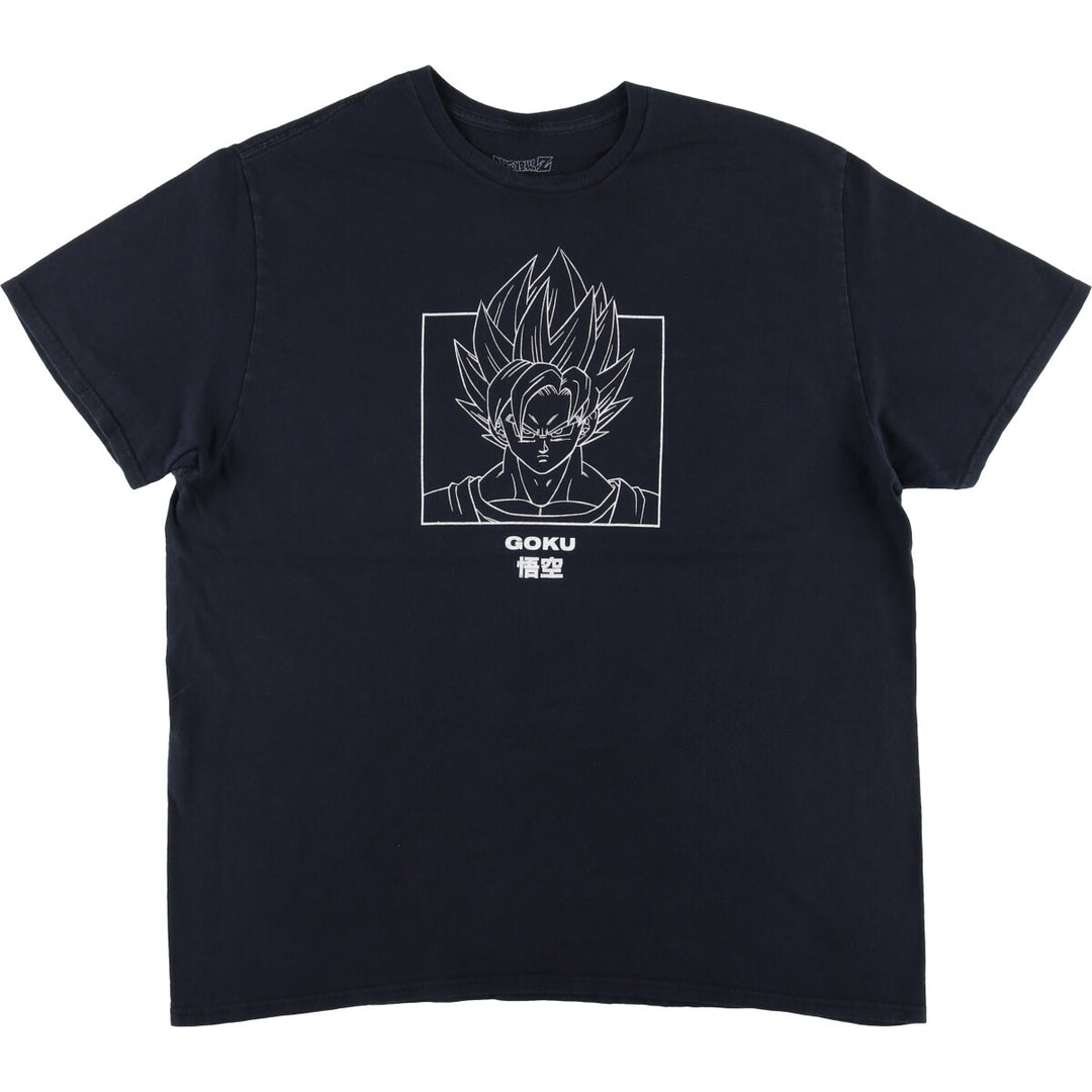 Dragon Ball Z Son Goku Anime Character Print T-Shirt, Men's XL cotton black type Vintage Second Hand