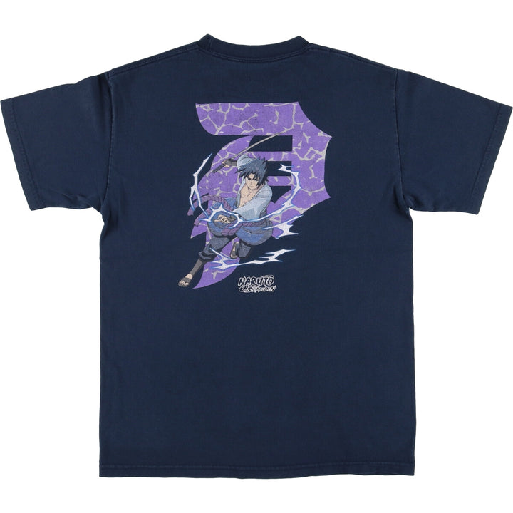 PRIMITIVE NARUTO SHIPPUDEN Naruto Shippuden Uchiha Sasuke Anime Character Print T-Shirt, Men's Size Medium cotton navy blue type Vintage Second Hand