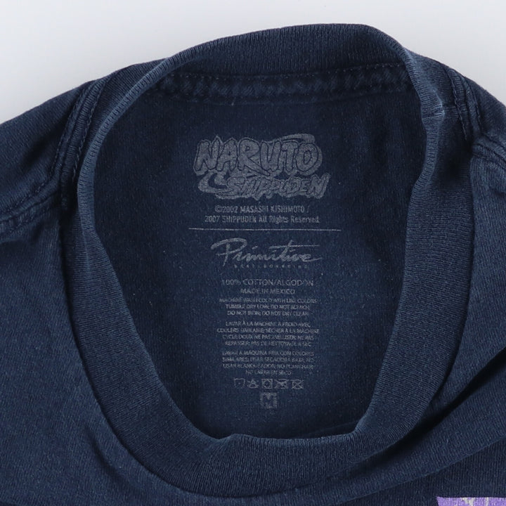 PRIMITIVE NARUTO SHIPPUDEN Naruto Shippuden Uchiha Sasuke Anime Character Print T-Shirt, Men's Size Medium cotton navy blue type Vintage Second Hand