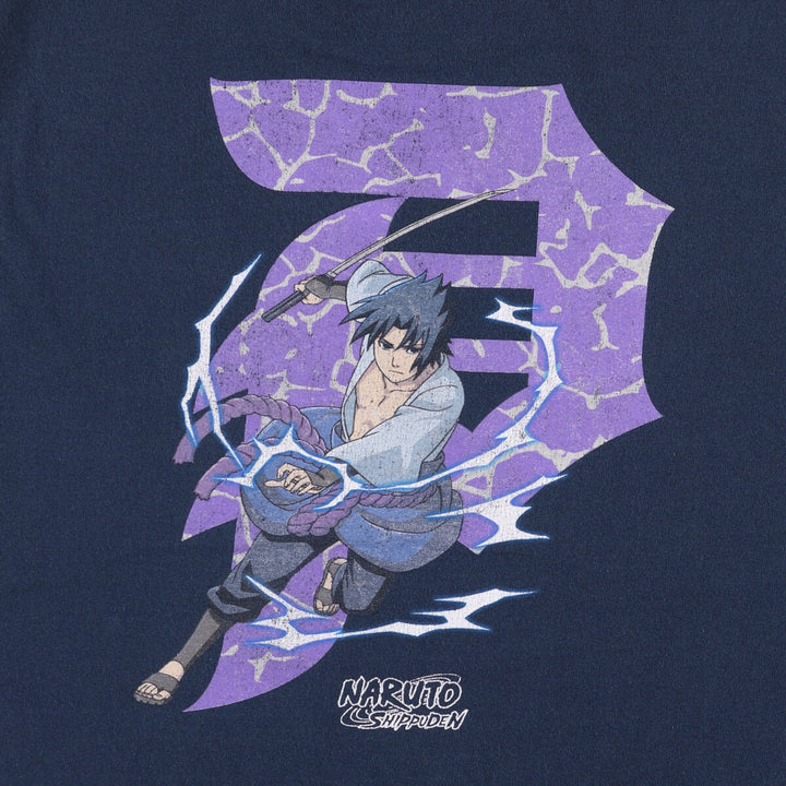 PRIMITIVE NARUTO SHIPPUDEN Naruto Shippuden Uchiha Sasuke Anime Character Print T-Shirt, Men's Size Medium cotton navy blue type Vintage Second Hand