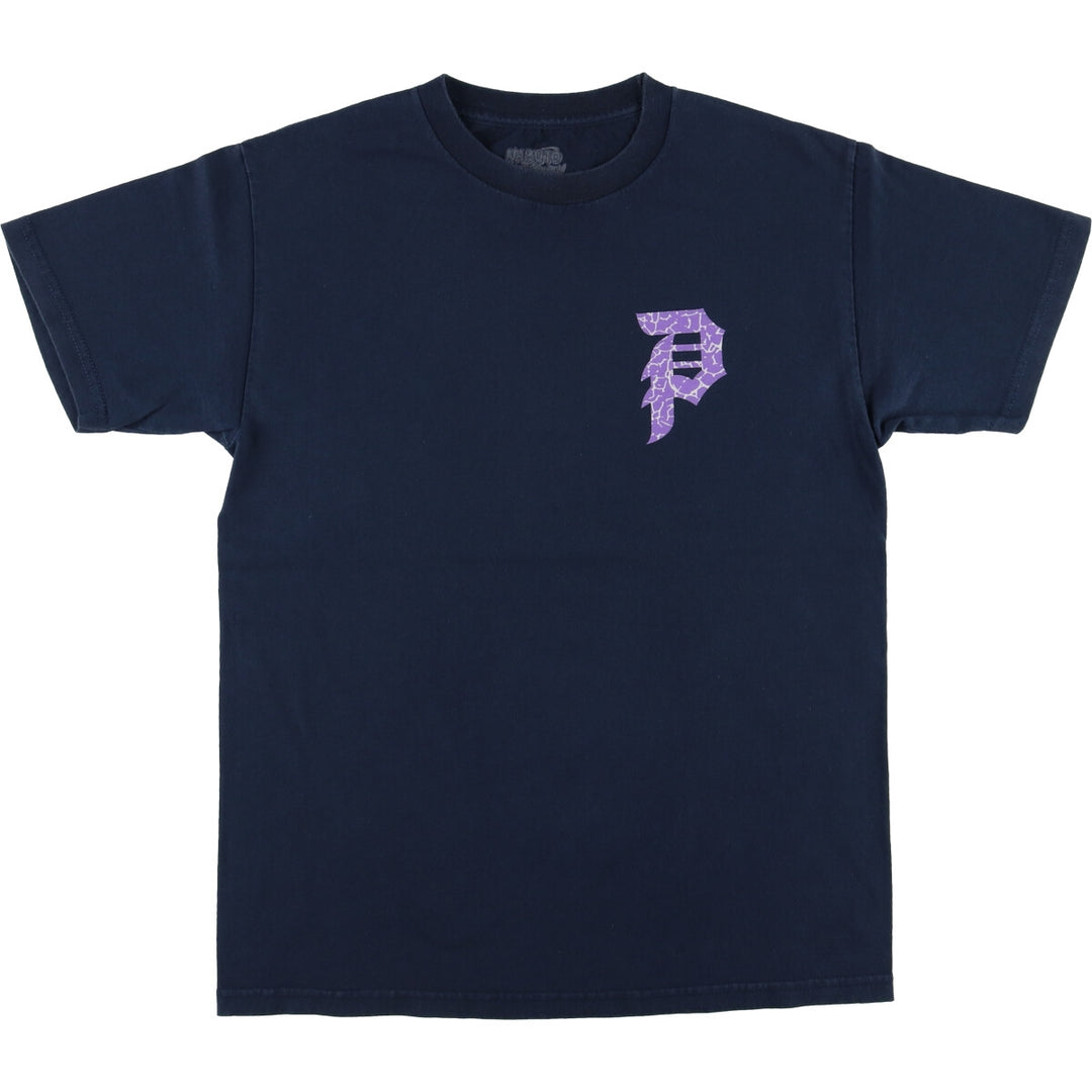 PRIMITIVE NARUTO SHIPPUDEN Naruto Shippuden Uchiha Sasuke Anime Character Print T-Shirt, Men's Size Medium cotton navy blue type Vintage Second Hand