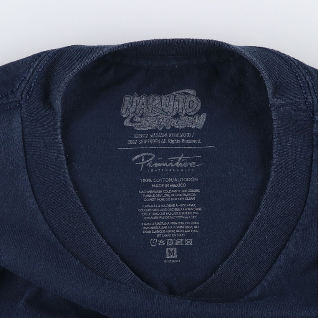 PRIMITIVE NARUTO SHIPPUDEN Naruto Shippuden Uchiha Sasuke Anime Character Print T-Shirt, Men's Size Medium cotton navy blue type Vintage Second Hand