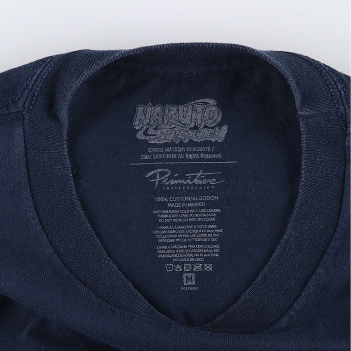 PRIMITIVE NARUTO SHIPPUDEN Naruto Shippuden Uchiha Sasuke Anime Character Print T-Shirt, Men's Size Medium cotton navy blue type Vintage Second Hand