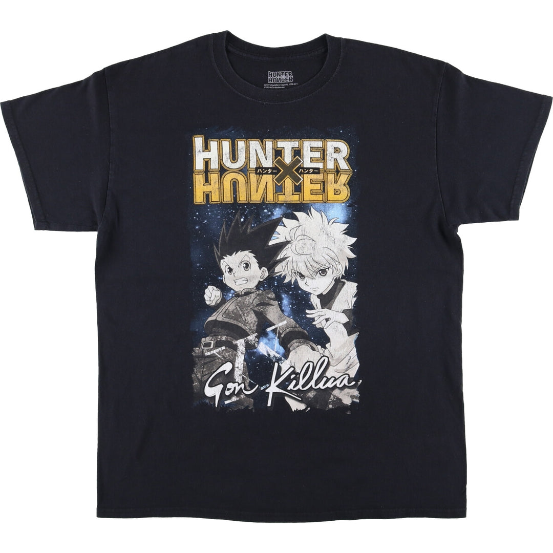 HUNTERxHUNTER Anime Character Print T-Shirt, Men's Size L cotton black type Vintage Second Hand