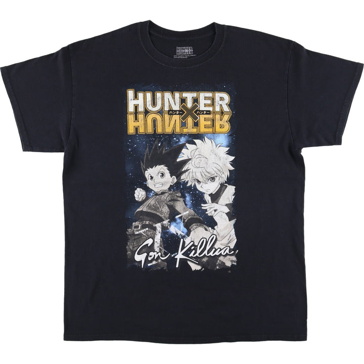 HUNTERxHUNTER Anime Character Print T-Shirt, Men's Size L cotton black type Vintage Second Hand