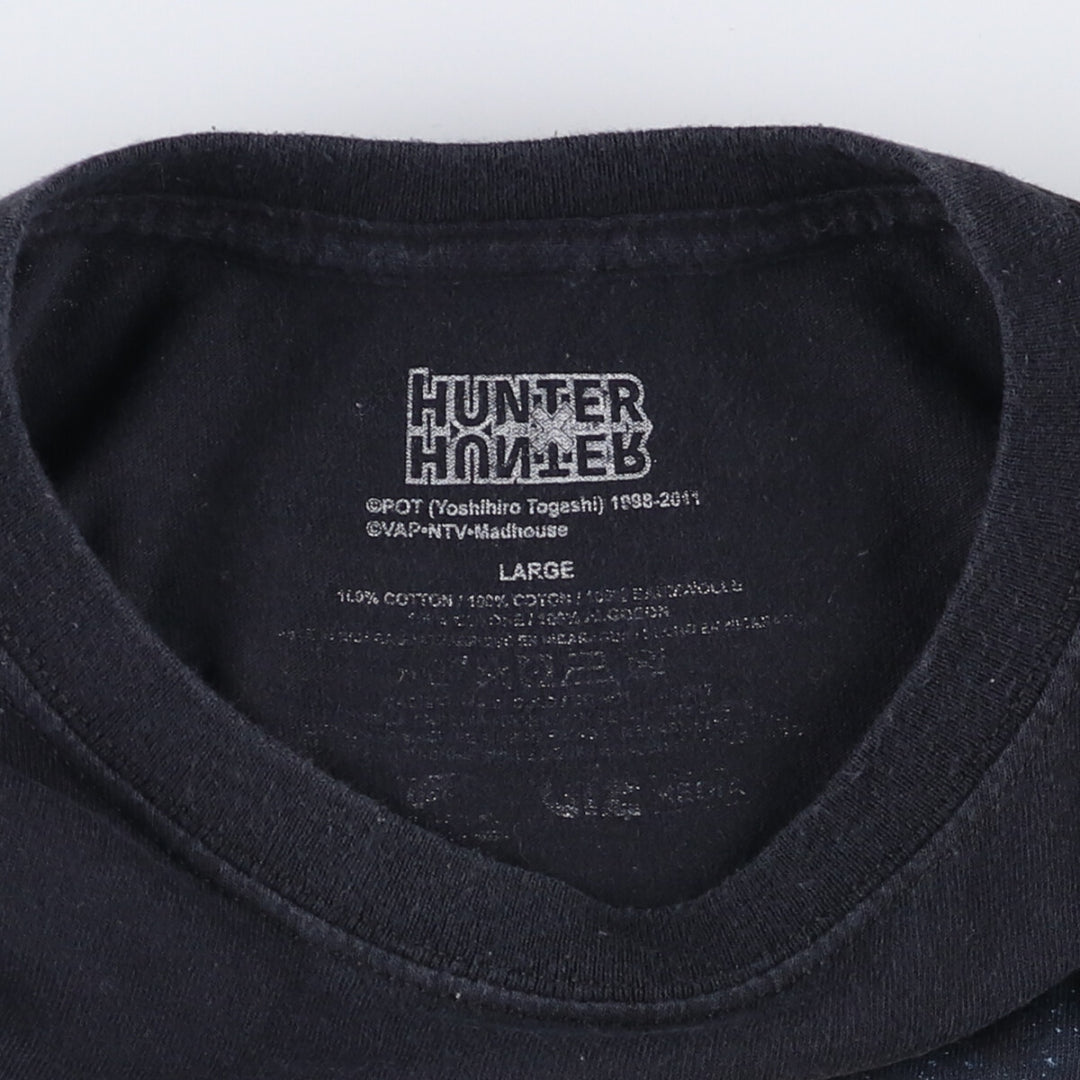 HUNTERxHUNTER Anime Character Print T-Shirt, Men's Size L cotton black type Vintage Second Hand