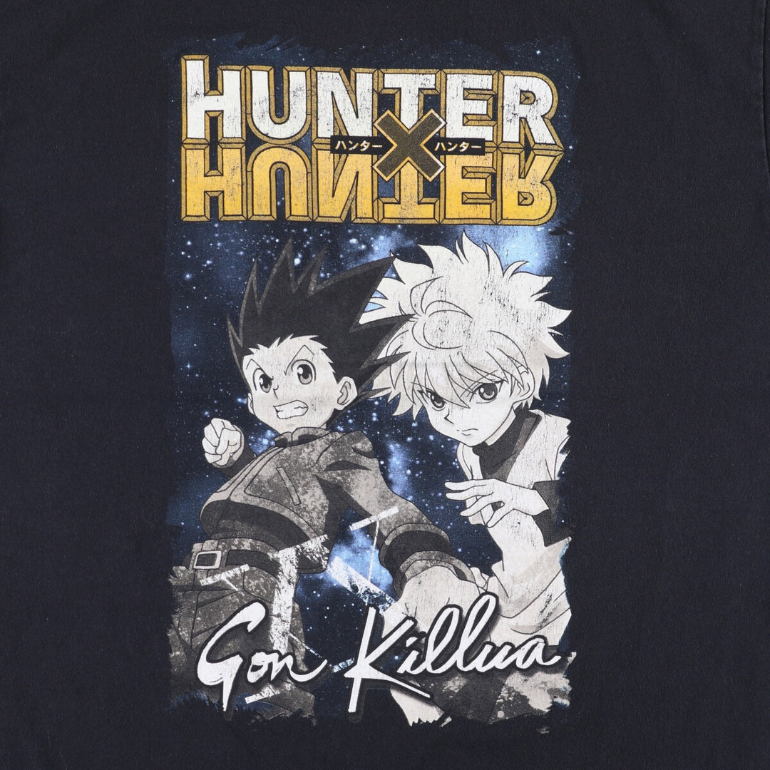 HUNTERxHUNTER Anime Character Print T-Shirt, Men's Size L cotton black type Vintage Second Hand