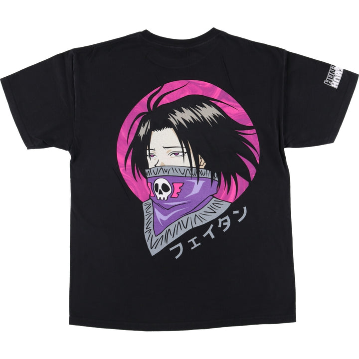 HUNTERxHUNTER Feitan Porto Skull Pattern Anime Character Print T-Shirt, Men's Size M unclear black type Vintage Second Hand
