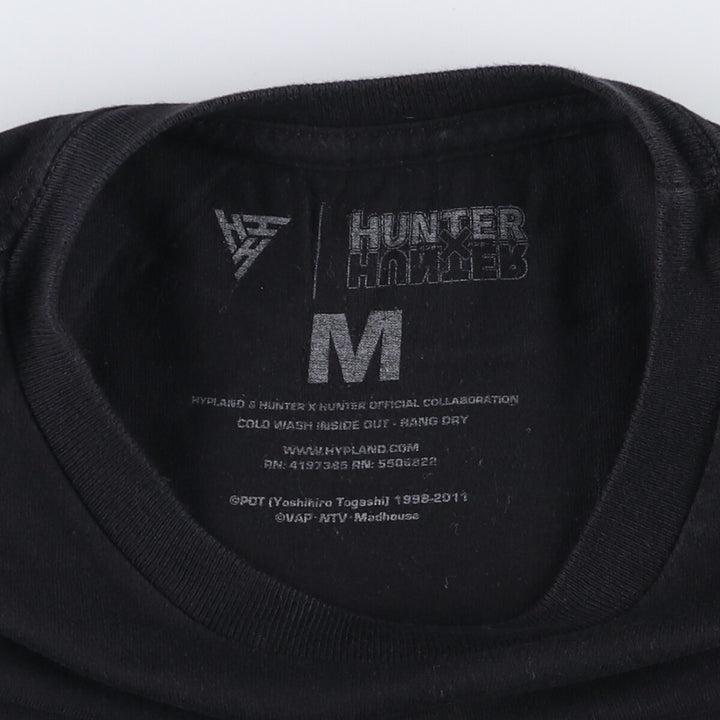 HUNTERxHUNTER Feitan Porto Skull Pattern Anime Character Print T-Shirt, Men's Size M unclear black type Vintage Second Hand
