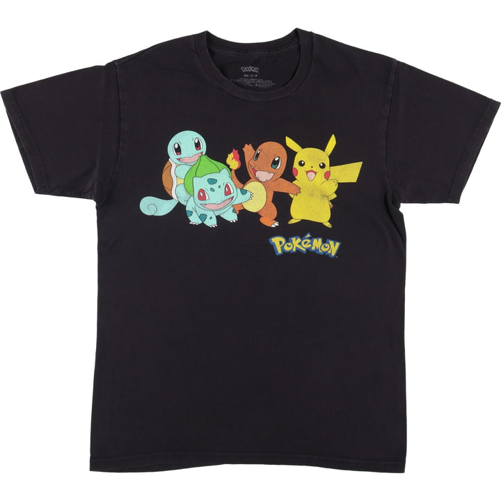 POKEMON Pokemon character print T-shirt, men's size S cotton black type Vintage Second Hand