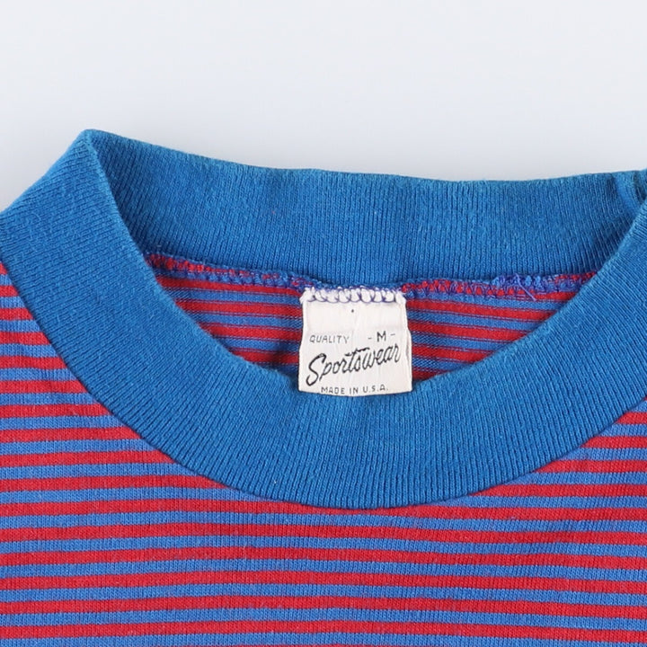 SPORTSWEAR Striped T-Shirt, Made in USA, Men's Size M unclear blue type Vintage Second Hand