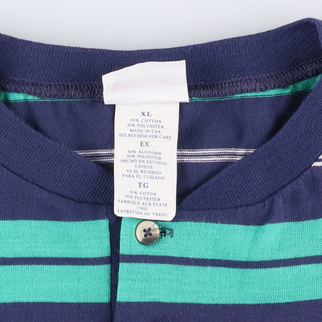 90'S Puritan Henley T-shirt with a striped pocket, made in the USA, men's size XL, vintage cotton navy blue type Vintage Second Hand