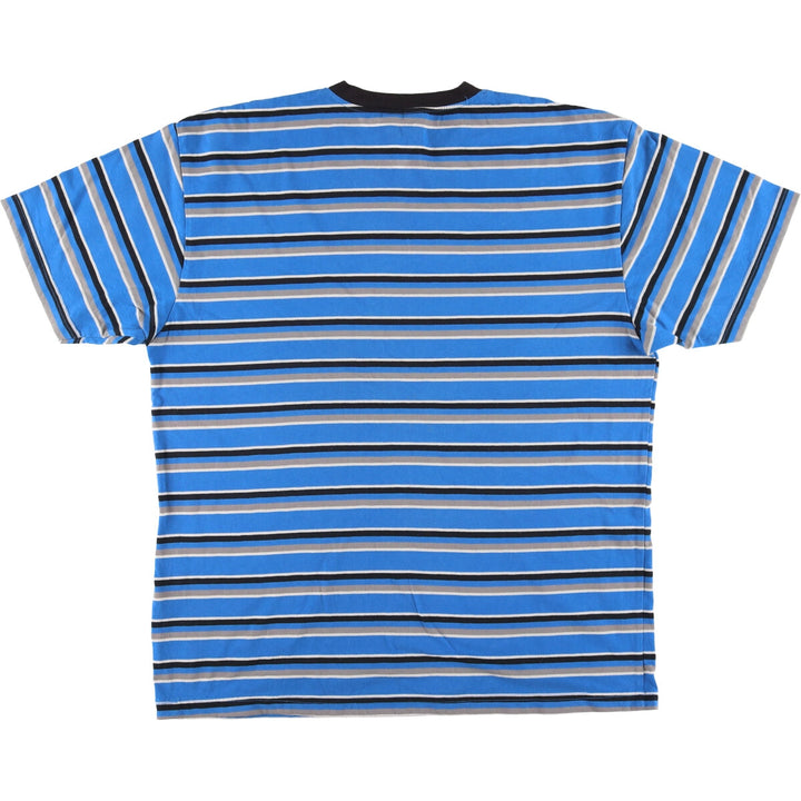 90'S Vintage Puritan V-neck Striped T-shirt, Men's XL cotton Blue type light blue Vintage Second Hand