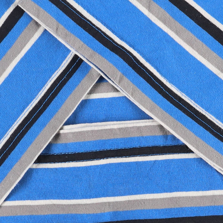 90'S Vintage Puritan V-neck Striped T-shirt, Men's XL cotton Blue type light blue Vintage Second Hand