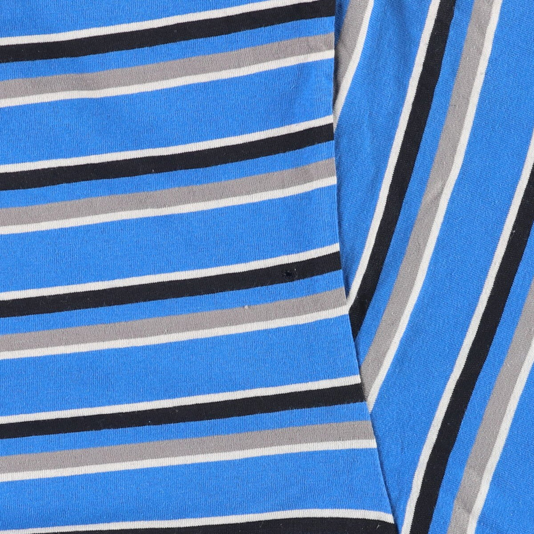 90'S Vintage Puritan V-neck Striped T-shirt, Men's XL cotton Blue type light blue Vintage Second Hand