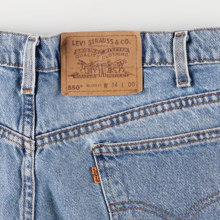 90'S Levi's 550 Relaxed Fit Orange Tab Denim Shorts Shorts Men's W34 Vintage cotton blue type Vintage Second Hand
