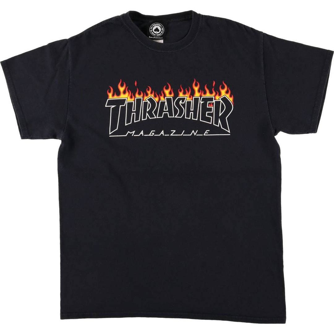 Thrasher Fire Pattern Surf Skate T-Shirt, Men's M cotton black type Vintage Second Hand