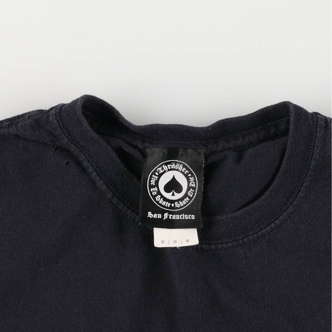 Thrasher Fire Pattern Surf Skate T-Shirt, Men's M cotton black type Vintage Second Hand
