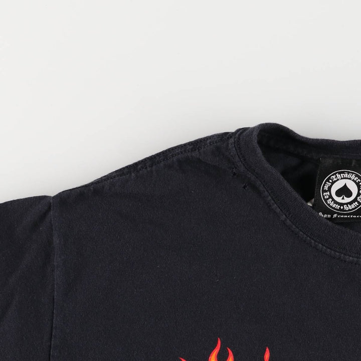 Thrasher Fire Pattern Surf Skate T-Shirt, Men's M cotton black type Vintage Second Hand