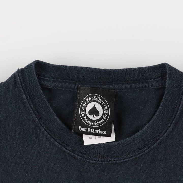 Thrasher surf/skate T-shirt, men's size M cotton black type Vintage Second Hand