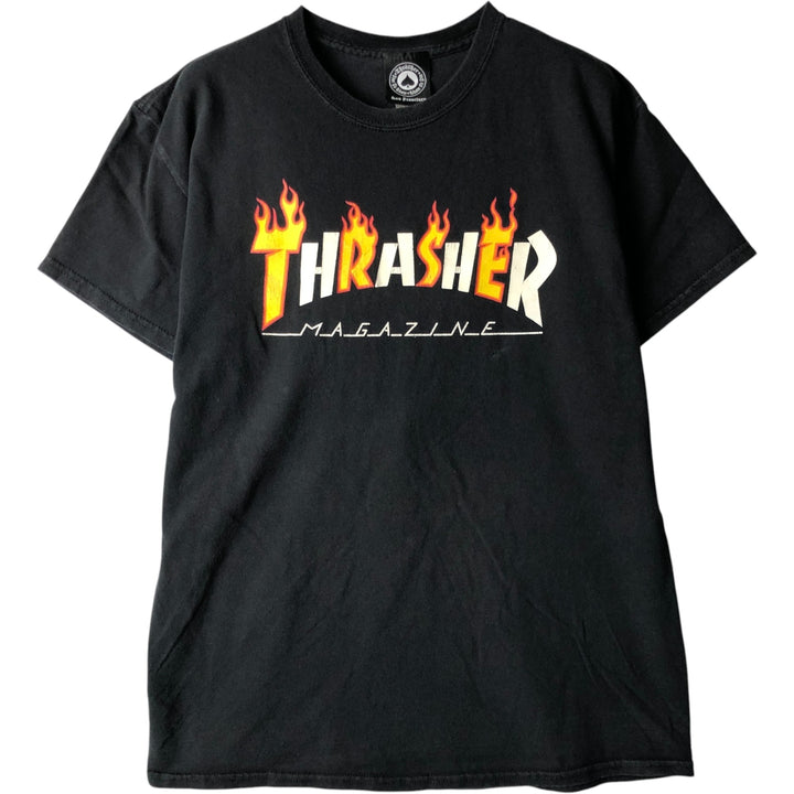 Thrasher Fire Pattern Surf Skate T-Shirt, Men's M cotton black type Vintage Second Hand