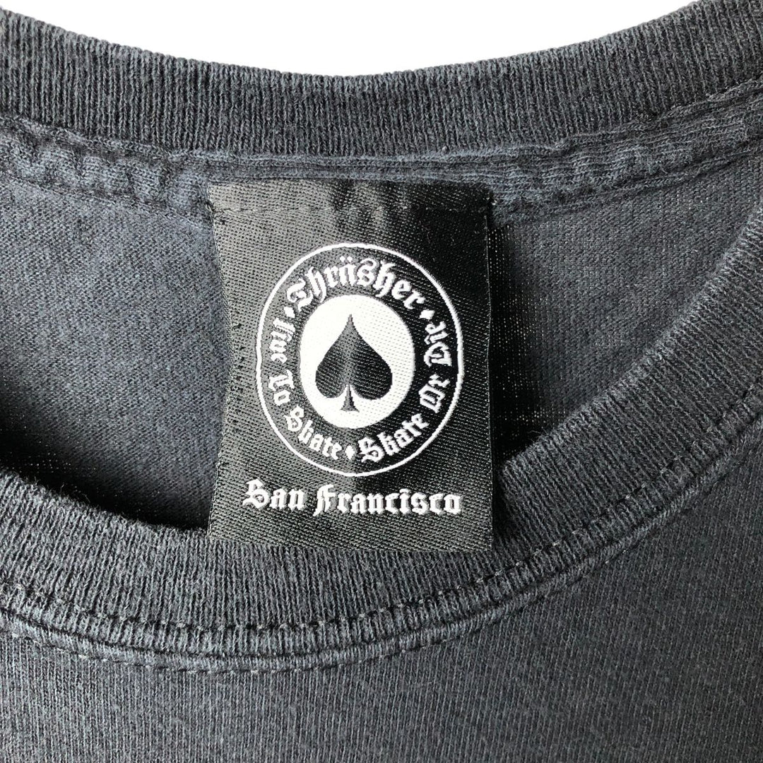 Thrasher Fire Pattern Surf Skate T-Shirt, Men's M cotton black type Vintage Second Hand