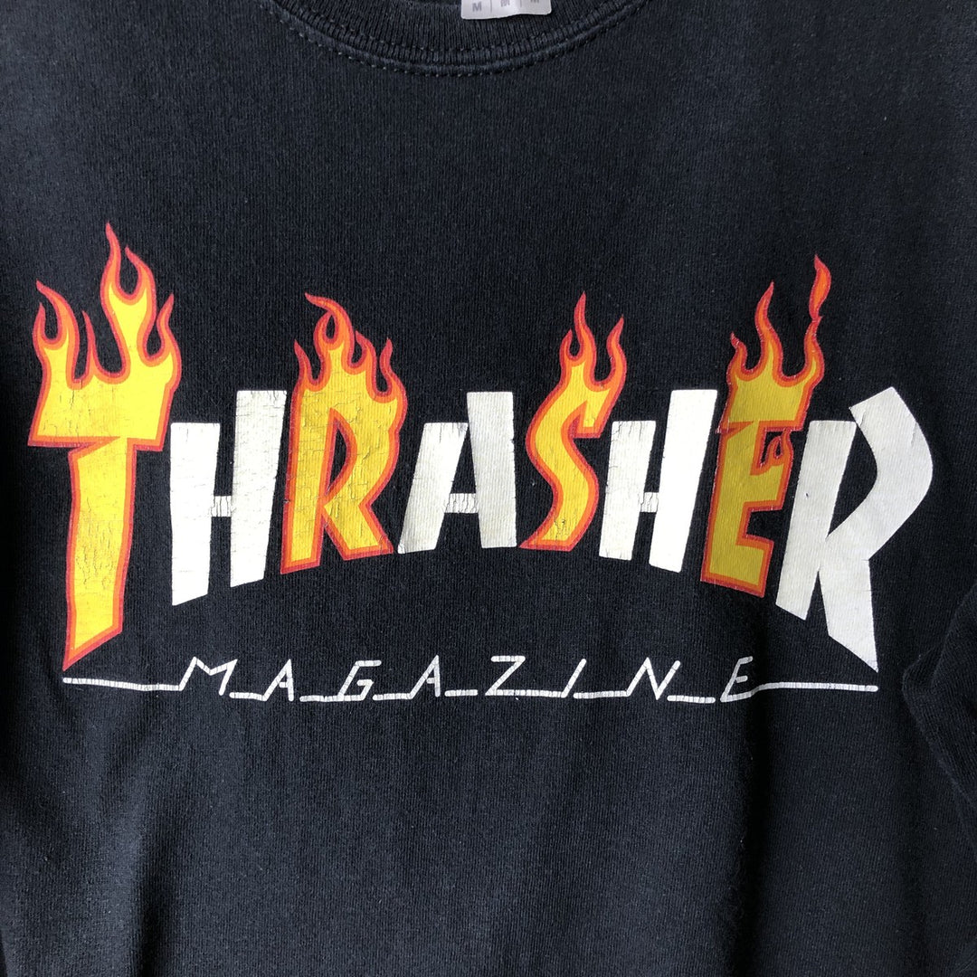 Thrasher Fire Pattern Surf Skate T-Shirt, Men's M cotton black type Vintage Second Hand
