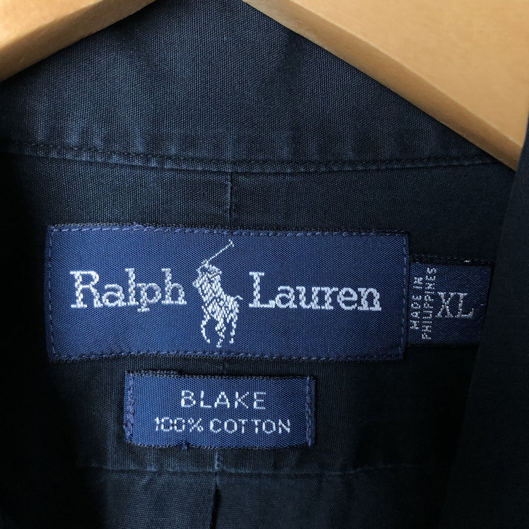 Ralph Lauren BLAKE short sleeve button down shirt, men's XL size cotton black type Vintage Second Hand
