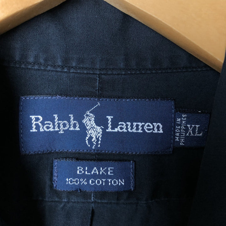 Ralph Lauren BLAKE short sleeve button down shirt, men's XL size cotton black type Vintage Second Hand