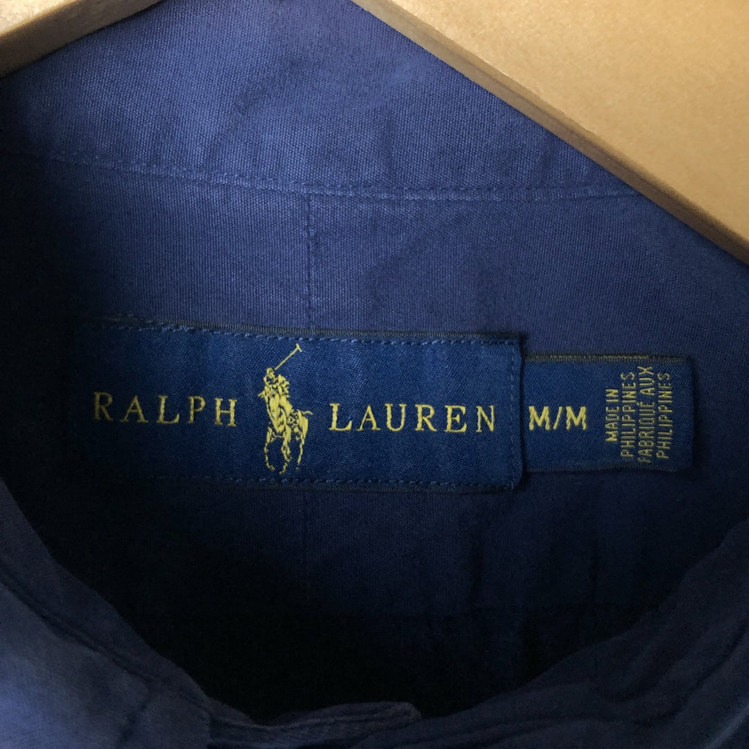 Ralph Lauren short sleeve button down shirt, men's size M cotton Navy blue Vintage Second Hand