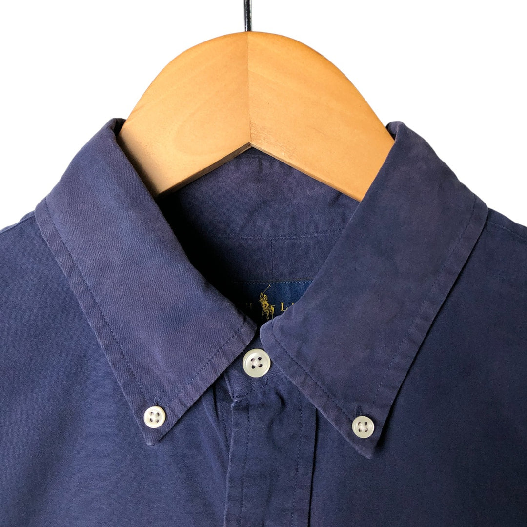 Ralph Lauren short sleeve button down shirt, men's size M cotton Navy blue Vintage Second Hand