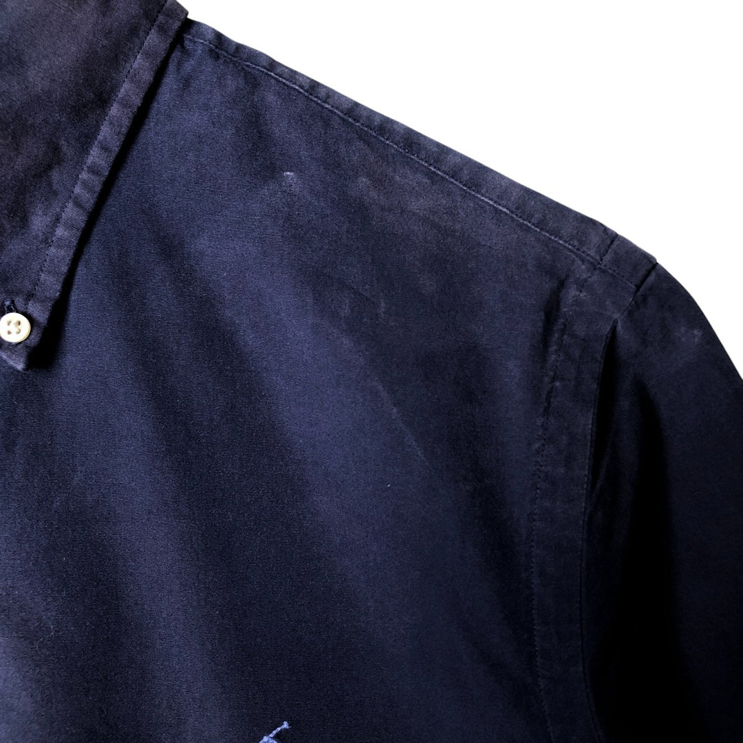 Ralph Lauren short sleeve button down shirt, men's size M cotton Navy blue Vintage Second Hand