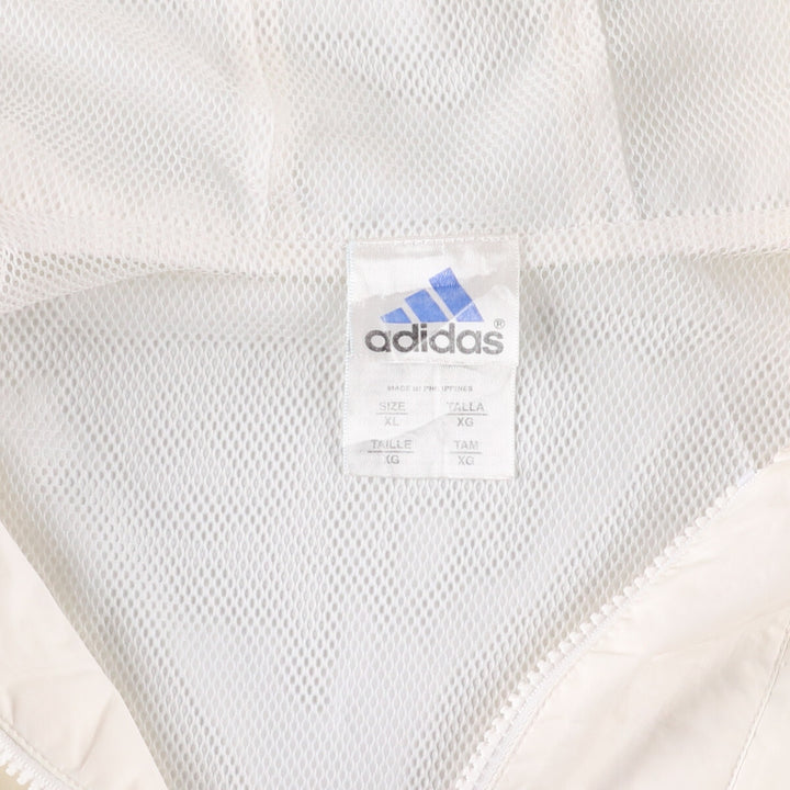 00'S Adidas nylon hoodie, men's XL size Nylon white type Vintage Second Hand