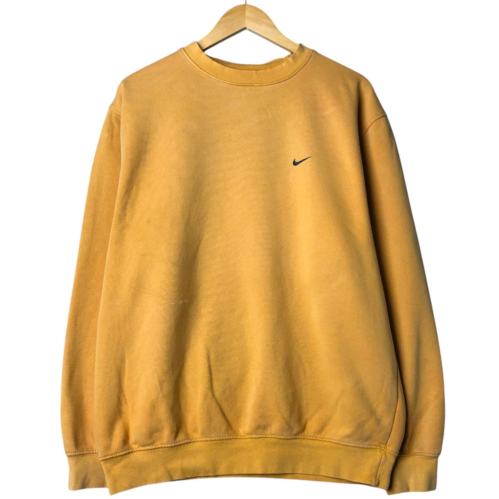 00'S Nike One Point Logo Sweatshirt Trainer Men's L size cotton yellow type Vintage Second Hand